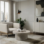 Art Deco Indoor/Outdoor Coffee Table with Fluted Travertine Finish