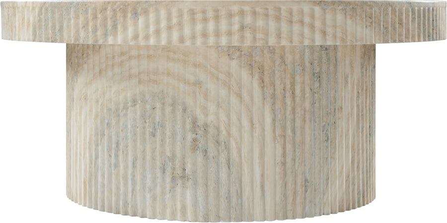 Art Deco Indoor/Outdoor Coffee Table with Fluted Travertine Finish