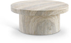 Art Deco Indoor/Outdoor Coffee Table with Fluted Travertine Finish