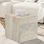 Piazza Travertine Finish Indoor / Outdoor Concrete End Table