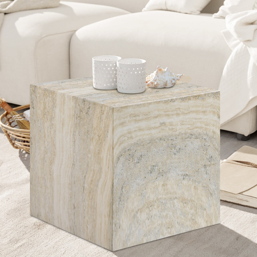 Piazza Travertine Finish Indoor / Outdoor Concrete End Table
