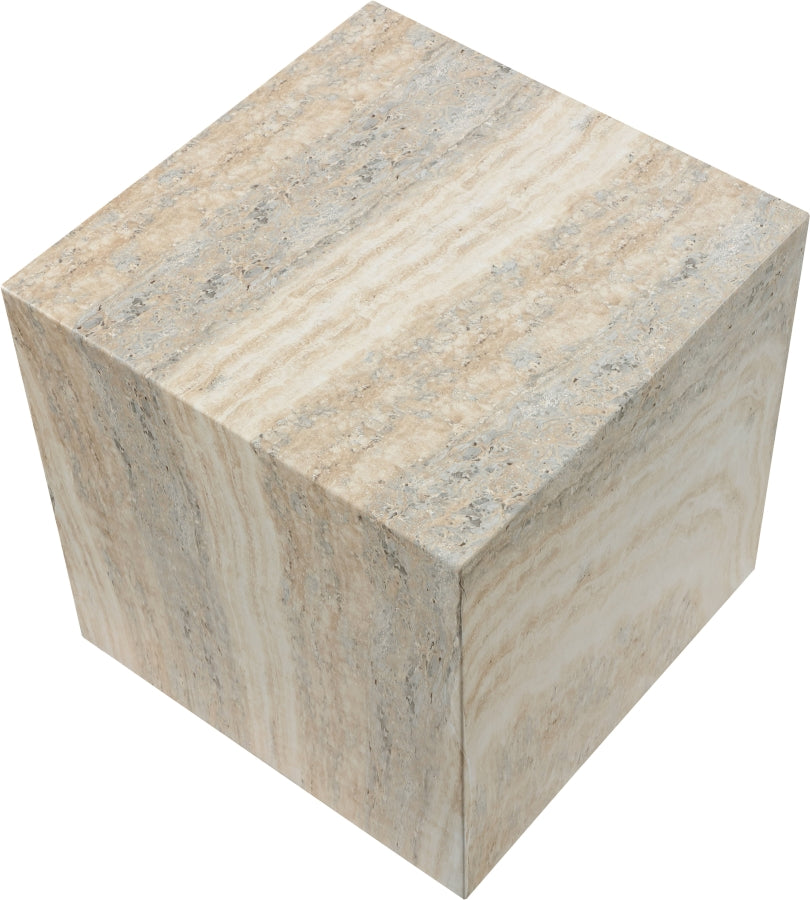 Piazza Travertine Finish Indoor / Outdoor Concrete End Table