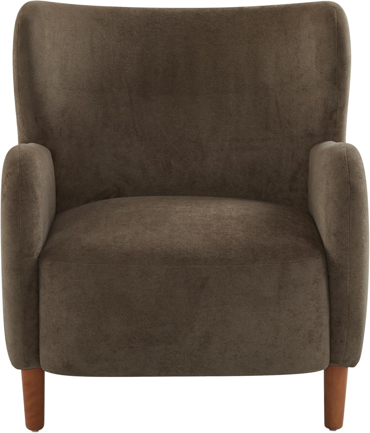 Dolly Mid-Century Modern Velvet Upholstered Wingback Club Chair, Dark Brown