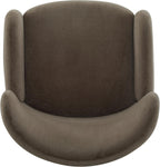 Dolly Mid-Century Modern Velvet Upholstered Wingback Club Chair, Dark Brown