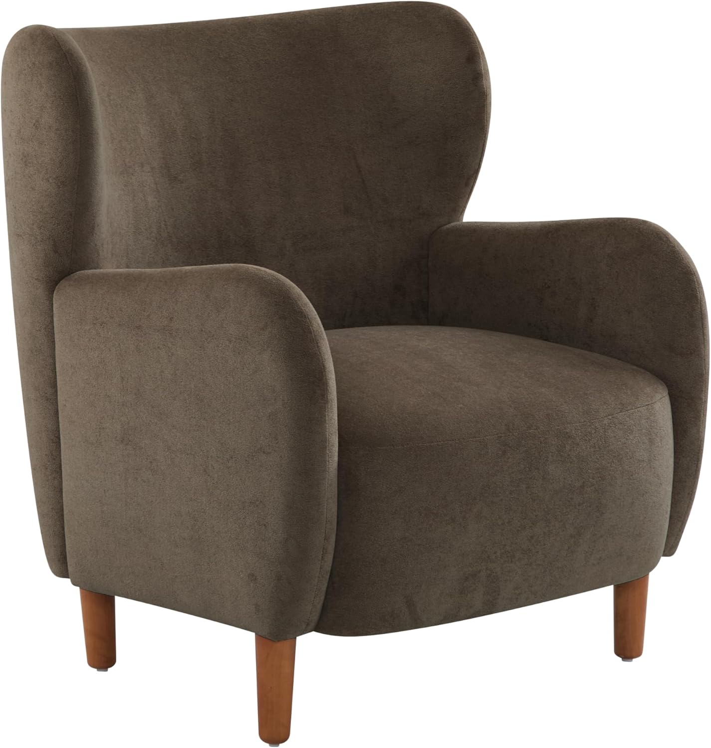 Dolly Mid-Century Modern Velvet Upholstered Wingback Club Chair, Dark Brown
