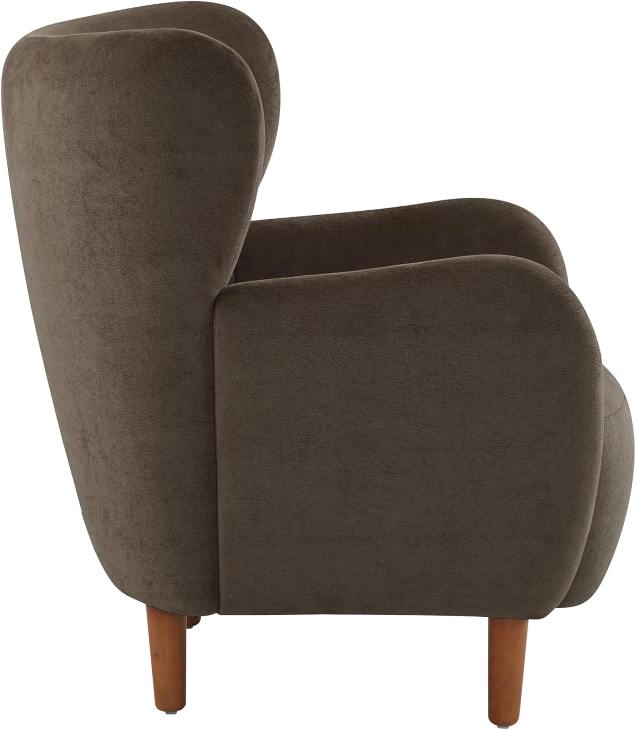Dolly Mid-Century Modern Velvet Upholstered Wingback Club Chair, Dark Brown