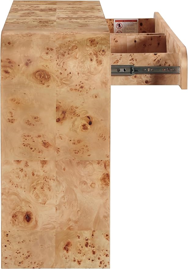 Mid-Century Modern Console Table with Ash Burl Wood