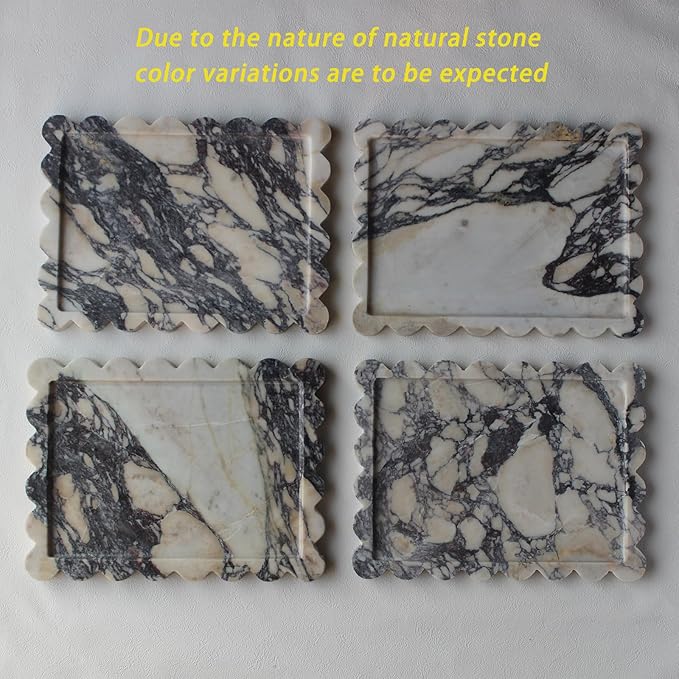 Genuine Calacatta Viola Scalloped Marble Tray