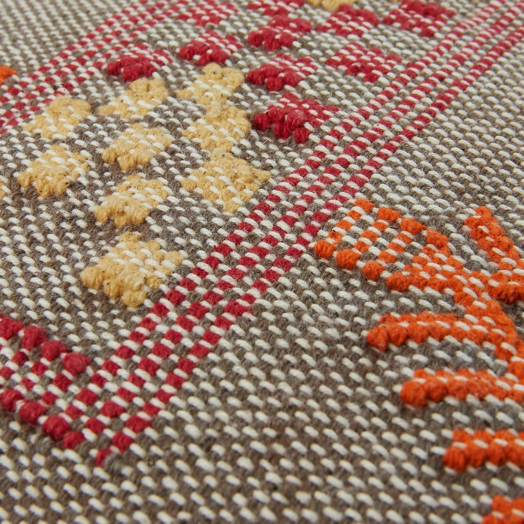 Creative Co-Op Handwoven Cotton Throw Pillow Cover with Geometric Embroidery, Multicolor