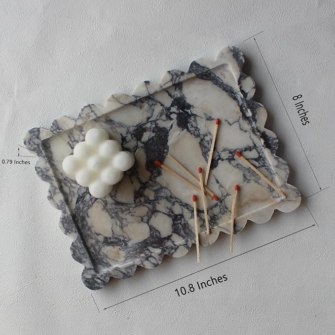Genuine Calacatta Viola Scalloped Marble Tray