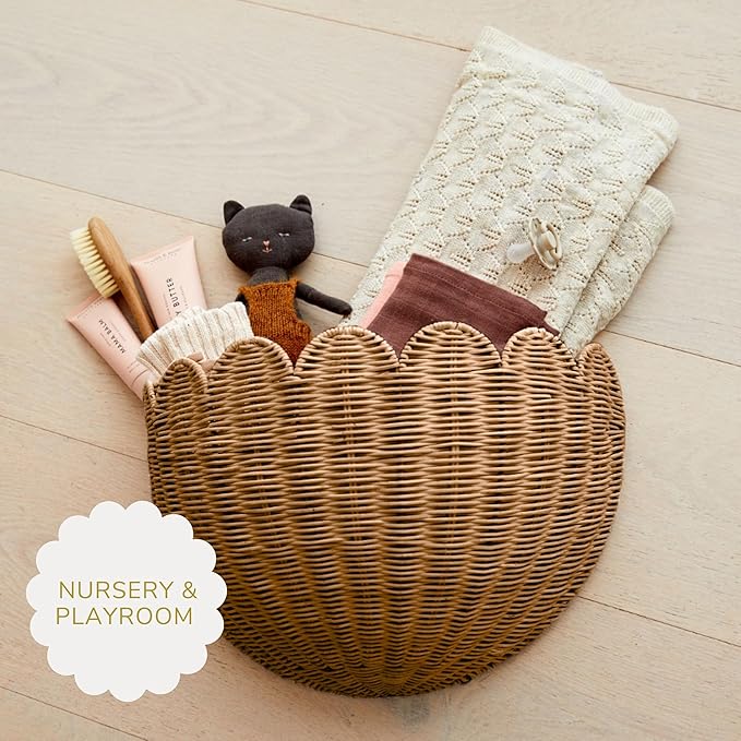 Scalloped Wicker Hanging Basket