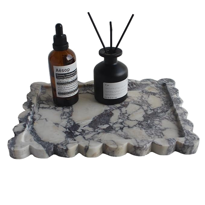 Genuine Calacatta Viola Scalloped Marble Tray