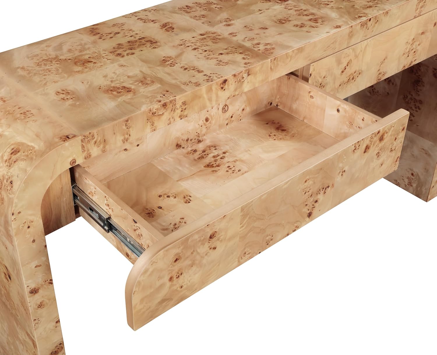 Mid-Century Modern Console Table with Ash Burl Wood