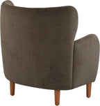Dolly Mid-Century Modern Velvet Upholstered Wingback Club Chair, Dark Brown