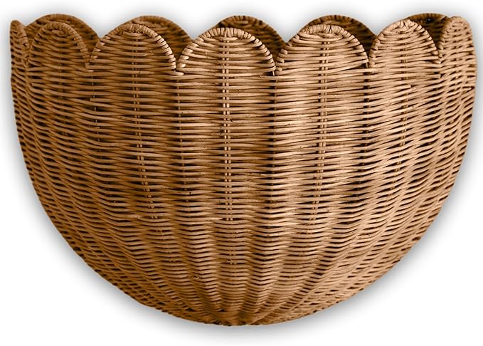 Scalloped Wicker Hanging Basket