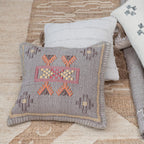 Creative Co-Op Handwoven Cotton Throw Pillow Cover with Geometric Embroidery, Multicolor