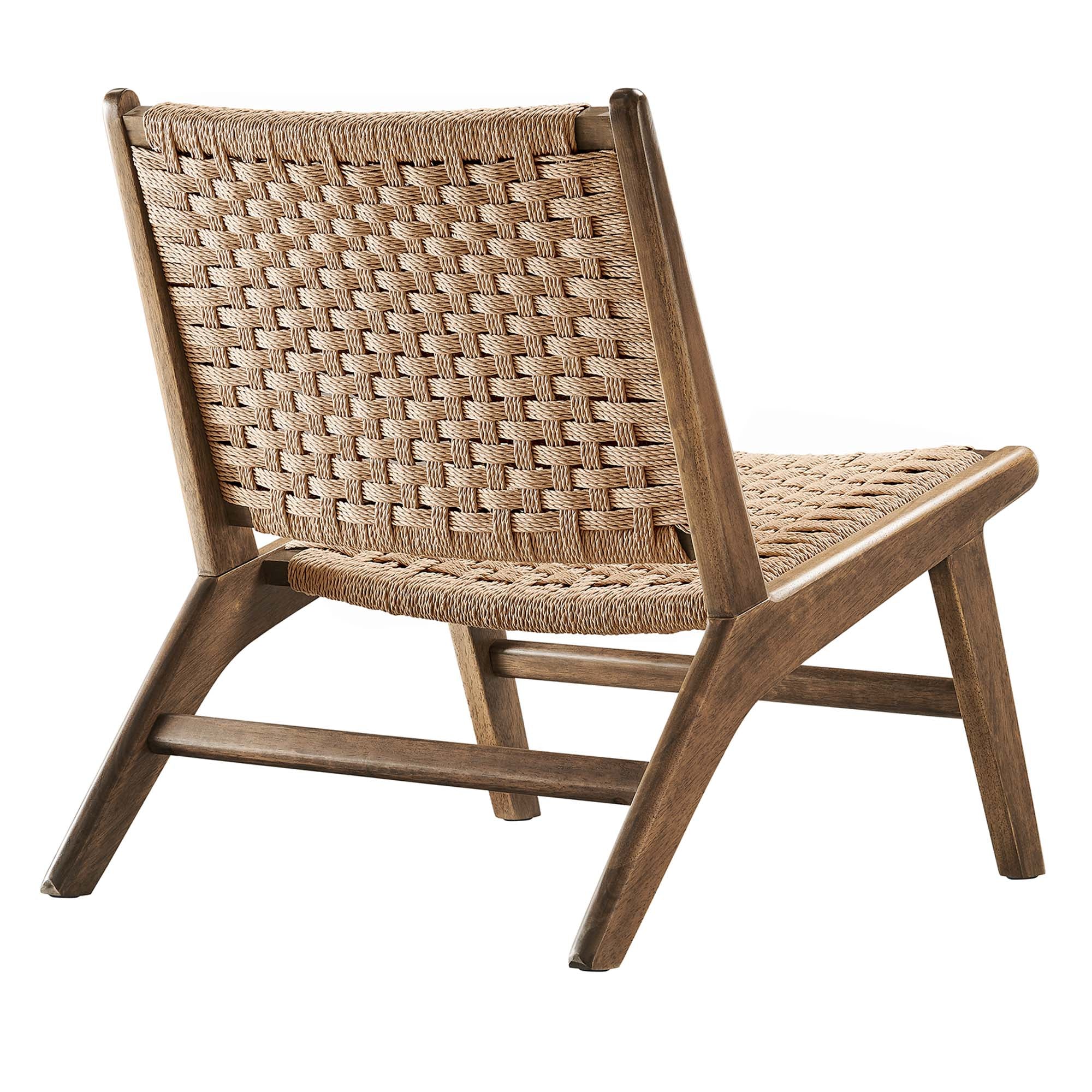 Modway Saoirse Woven Rope Wood Accent Lounge Chair in Walnut Natural