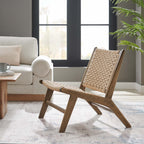Modway Saoirse Woven Rope Wood Accent Lounge Chair in Walnut Natural
