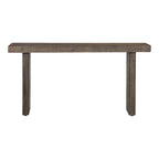 Brannon Console Table, Solid Pinewood, Matte Driftwood Finish, Aged Brown