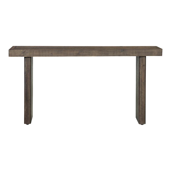 Brannon Console Table, Solid Pinewood, Matte Driftwood Finish, Aged Brown