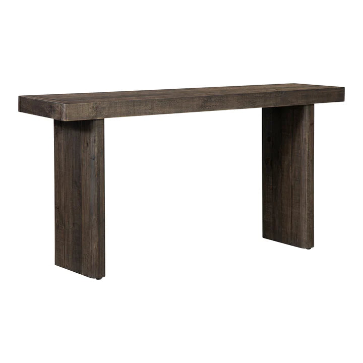 Brannon Console Table, Solid Pinewood, Matte Driftwood Finish, Aged Brown