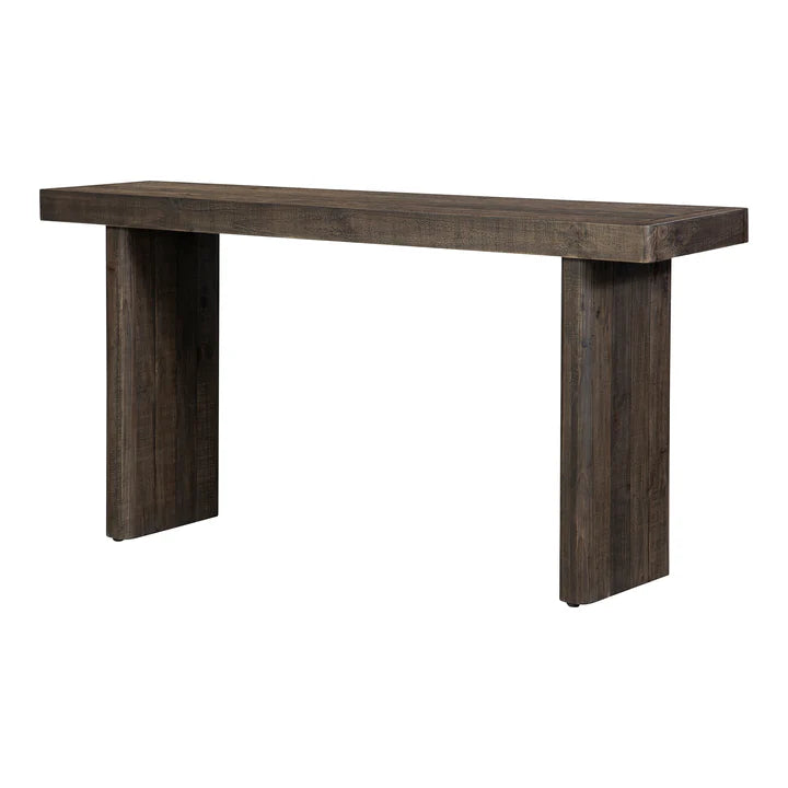 Brannon Console Table, Solid Pinewood, Matte Driftwood Finish, Aged Brown