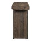 Brannon Console Table, Solid Pinewood, Matte Driftwood Finish, Aged Brown