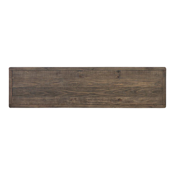 Brannon Console Table, Solid Pinewood, Matte Driftwood Finish, Aged Brown
