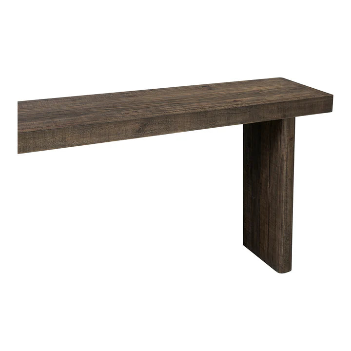 Brannon Console Table, Solid Pinewood, Matte Driftwood Finish, Aged Brown