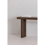 Brannon Console Table, Solid Pinewood, Matte Driftwood Finish, Aged Brown