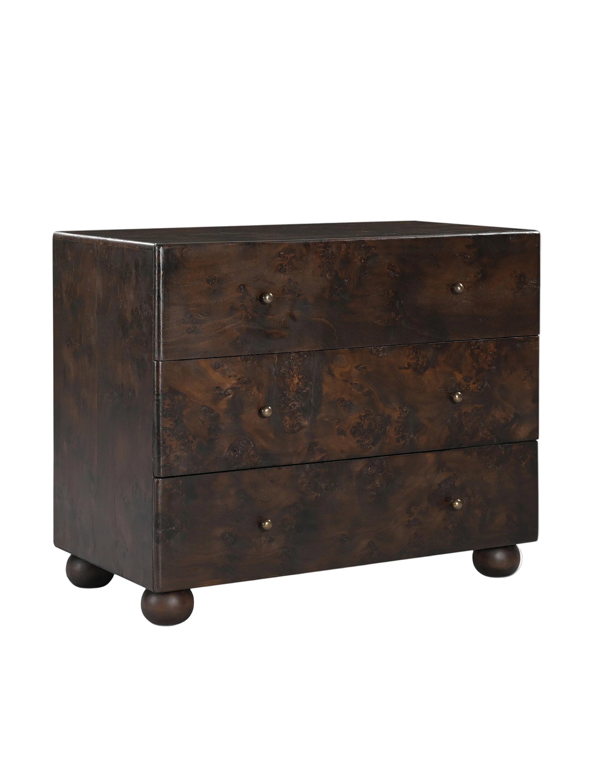 Moe's Home Collection York 3 Drawer Nightstand, Dark Brown