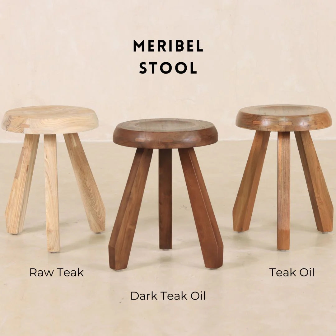 Meribel Milking Stool - Reclaimed Dark Teak Wood
