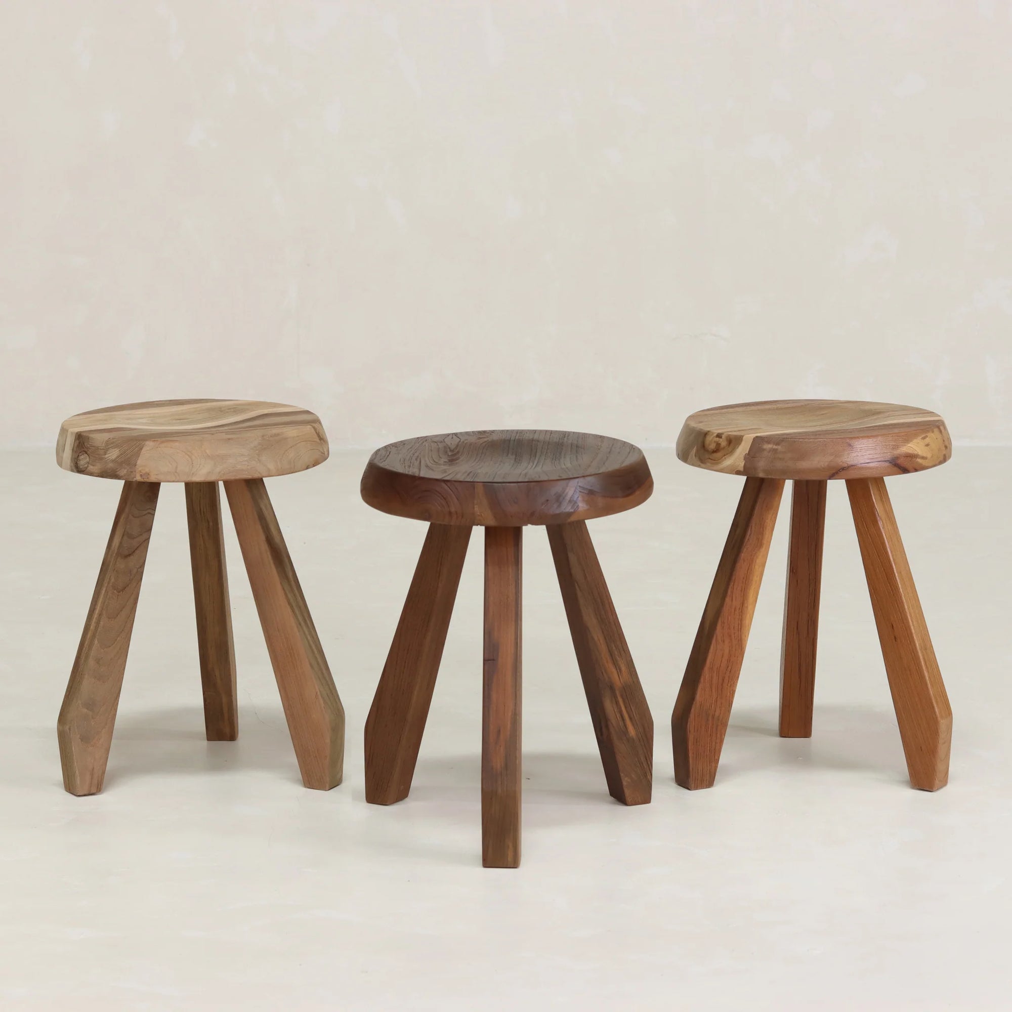 Meribel Milking Stool - Reclaimed Dark Teak Wood
