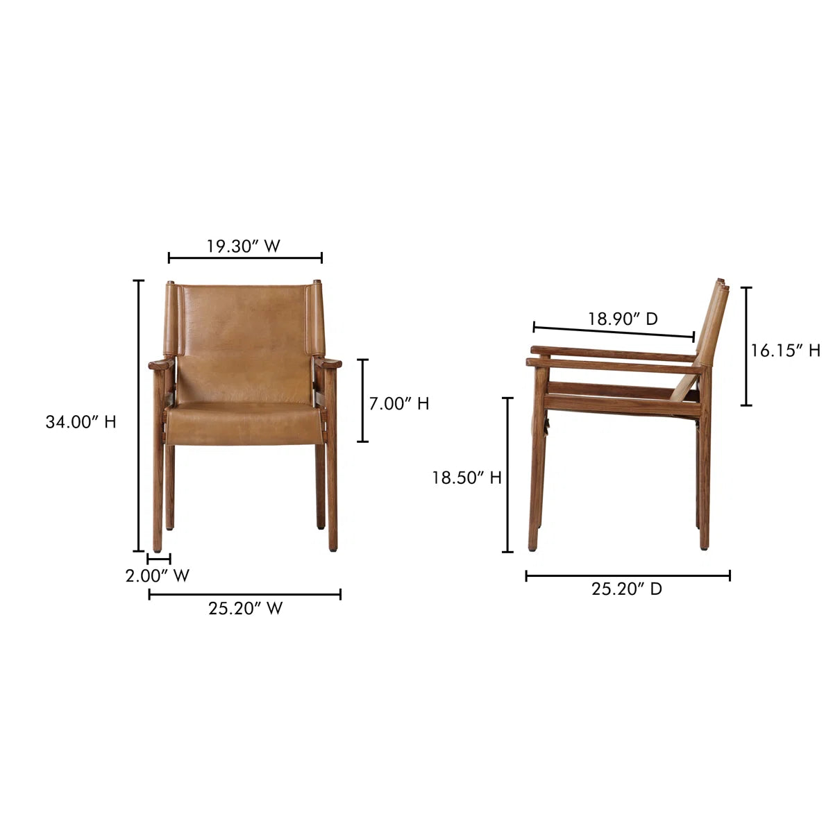 Moe's Home Collection Remy Leather Dining Chair, Brown