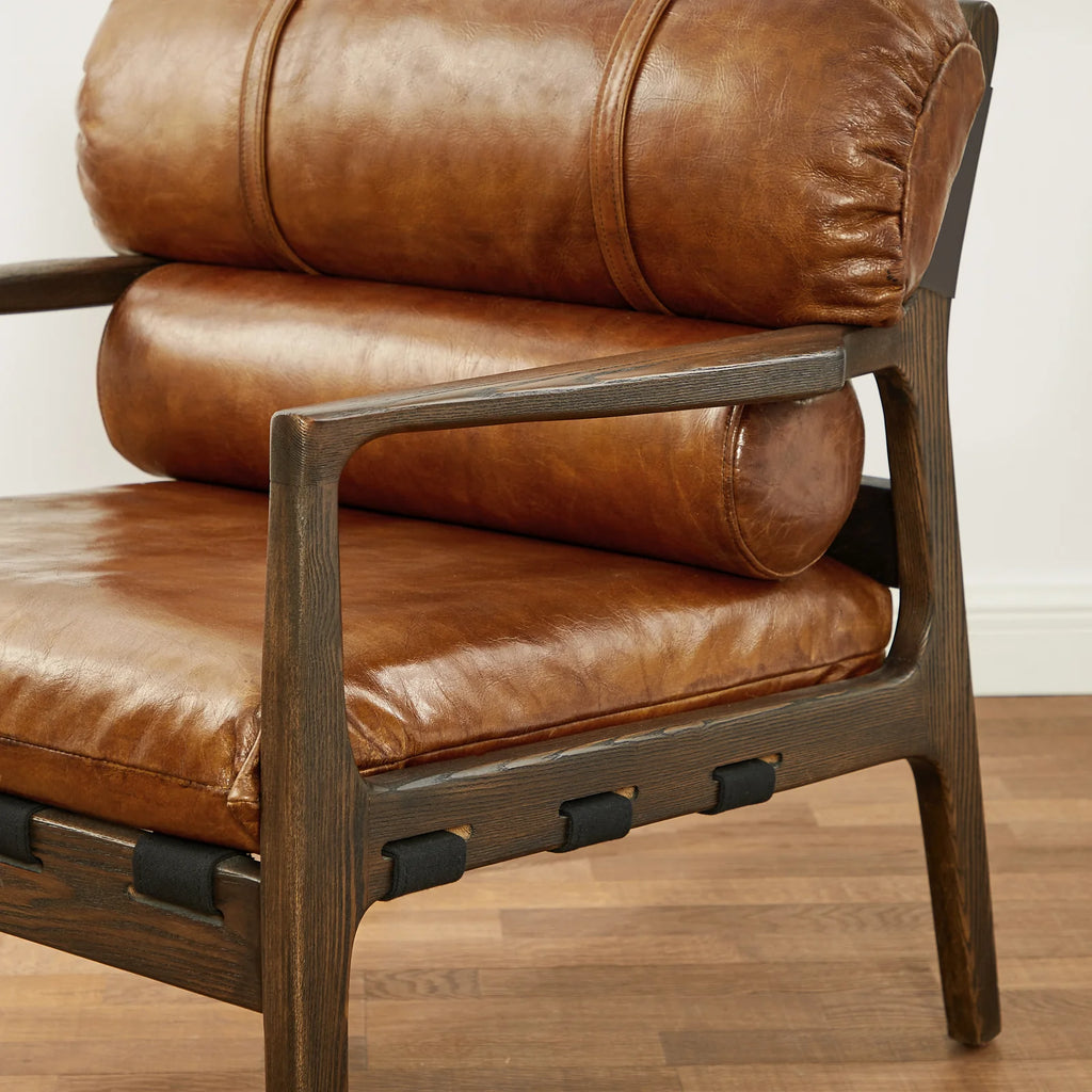 Mid Century Modern Accent Armchair with Ash Wood Frame