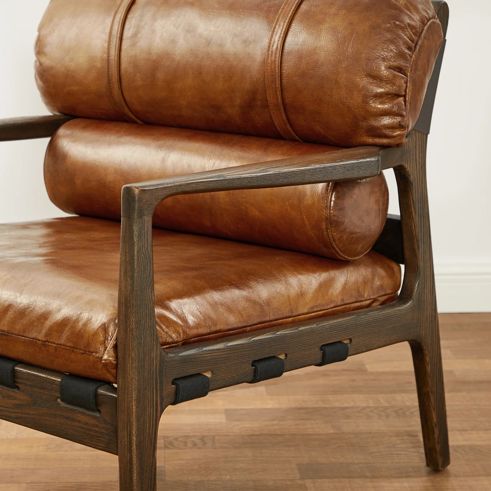 Mid Century Modern Accent Armchair with Ash Wood Frame