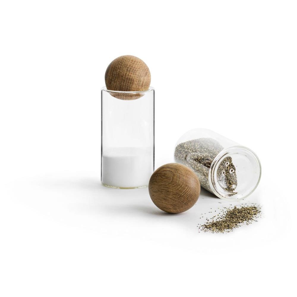 Sagaform Nature Collection Glass Salt & Pepper Shakers with Oak Stopper