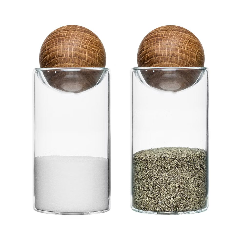 Sagaform Nature Collection Glass Salt & Pepper Shakers with Oak Stopper