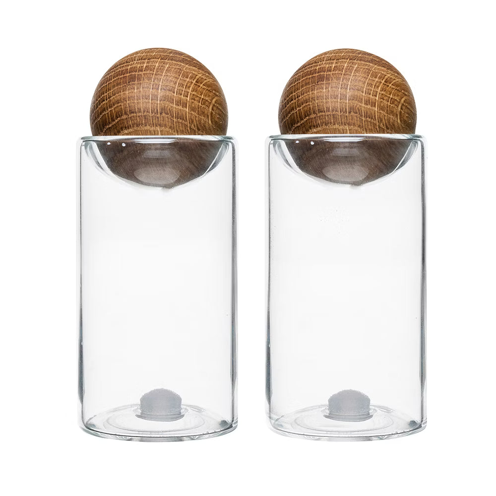 Sagaform Nature Collection Glass Salt & Pepper Shakers with Oak Stopper
